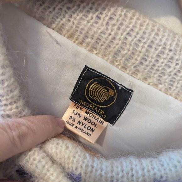 Vintage Mohair Jacket Wool Knit Irish Cottagecore Dopamine Dressing Boho Floral - Picture 2 of 11